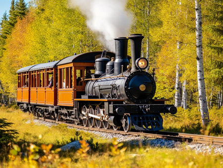 Photography of locomotive train through the forestの素材