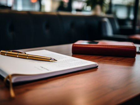 First person angle work desk setup for graphic designの素材