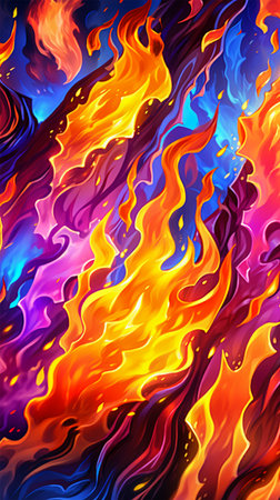 Colorful fire dark shine high detail photographyの素材