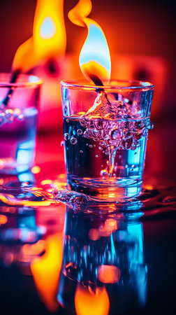 Colorful fire dark shine high detail photographyの素材