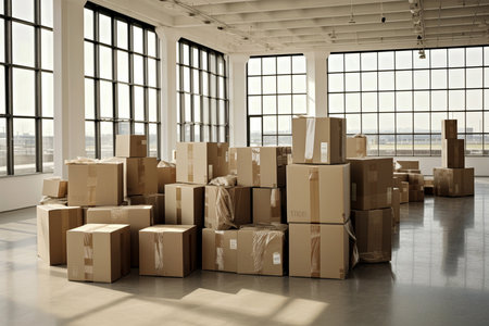 warehouse room delivery packages arragement in the expeditionsの素材