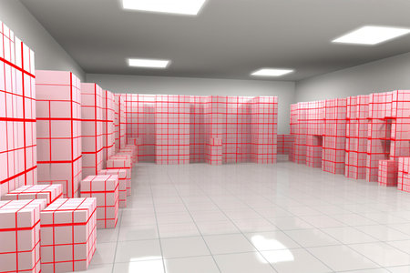 warehouse room delivery packages arragement in the expeditionsの素材