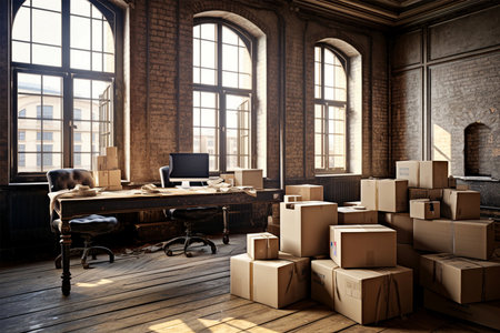 warehouse room delivery packages arragement in the expeditionsの素材