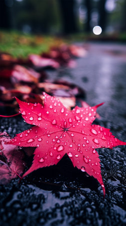 Colorful leaves fall at autumn seasonの素材