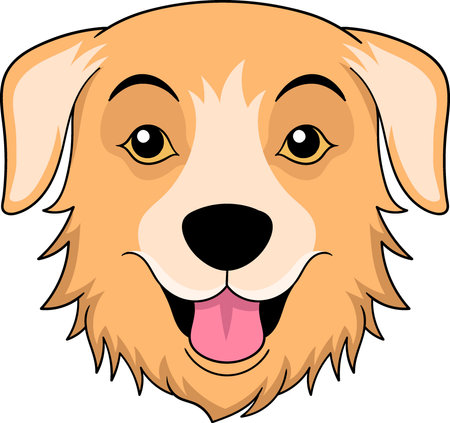 icon of a gold dog's head sticking out its tongueのイラスト素材
