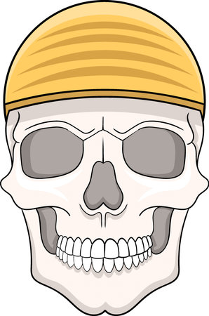 creapy skull head wearing a hatのイラスト素材