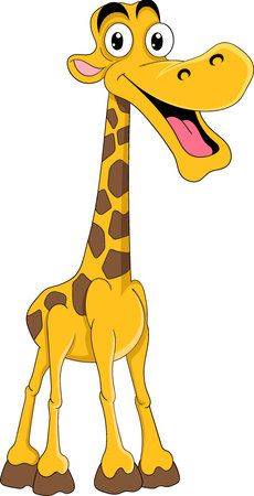 The long necked giraffe is laughing happily, creative illustration drawのイラスト素材
