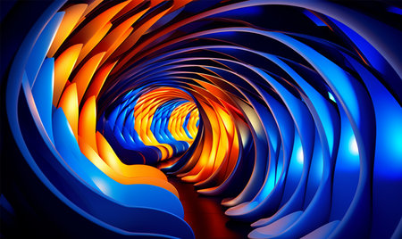 meatallic tunnel light with colorful ambience, creative abstract backgroundの素材