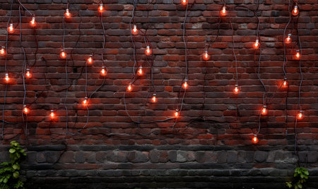 bricks wall with lamp light. blank background templateの素材