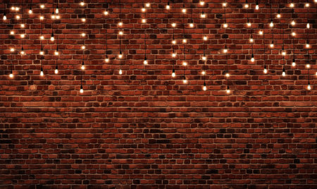 bricks wall with lamp light. blank background templateの素材