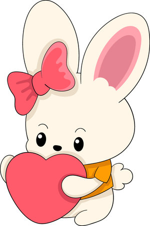 Valentines Day Bunny Girl brings sincere love,creative illustration designのイラスト素材