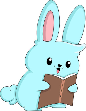 The rabbit is diligently reading a science book, creative illustration designのイラスト素材