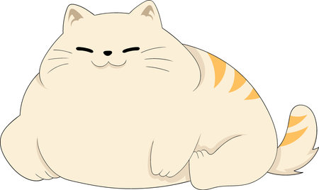 fat cat is relaxing lying down, illustration of a happy pet, creative illustration designのイラスト素材