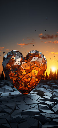 broken glass that forms love, creative illustration designの素材