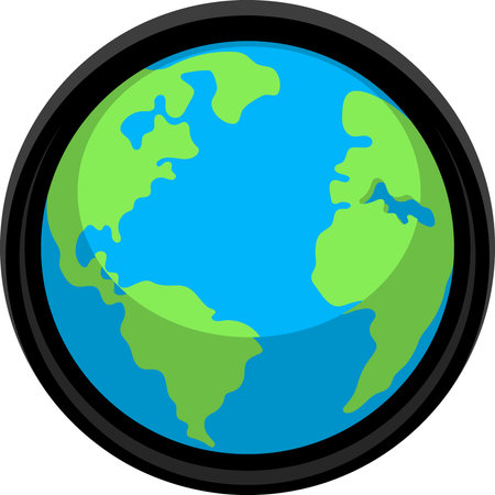 green and blue earth image icon illustration. flat illustration drawのイラスト素材