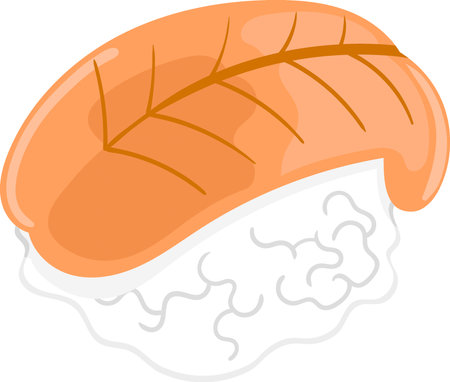 illustration of Japanese food icon, sushi rice balls with fresh fish meat. creative drawingのイラスト素材