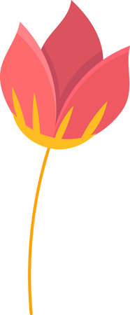 plant illustration, a sprig of blooming flower with beautiful red petals. creative drawing decorationのイラスト素材