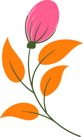 plant illustration, flower petals bud before blooming. creative drawing decorationのイラスト素材