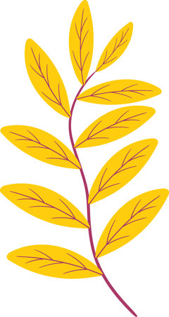 plant illustration, plant branch with yellow leaves entering autumn. creative drawing decorationのイラスト素材