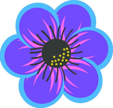plant illustration, spring a sprig of beautiful purple flowers is blooming. creative drawing decorationのイラスト素材
