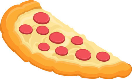 flat illustration icon symbol, half slice of delicious pizza with sausage topping, creative drawingのイラスト素材