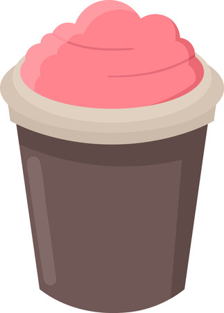 flat illustration icon symbol, a glass of iced espresso coffee topped with delicious strawberry ice cream, creative drawingのイラスト素材