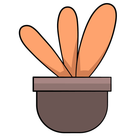 cartoon doodle illustration, tropical plants with colorful leavesのイラスト素材