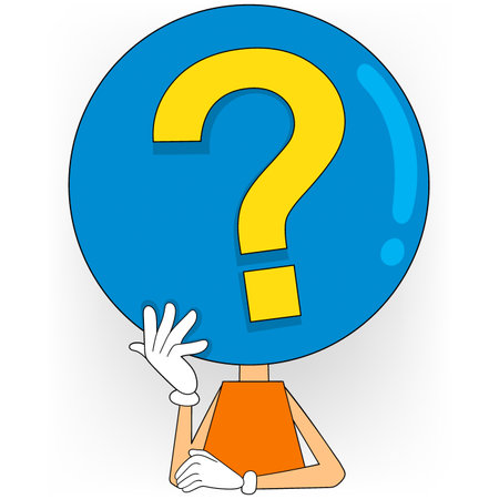 This image features an assortment of colorful cartoon characters with question marks in various shapes and sizes, representing curiosity and the process of thinkingのイラスト素材