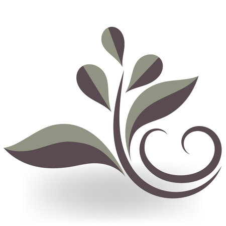A leafy green plant with a purple stem, flat logo designのイラスト素材