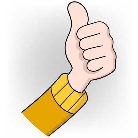 illustration of a doodle symbol of agreement, an arm with a thumb showingのイラスト素材