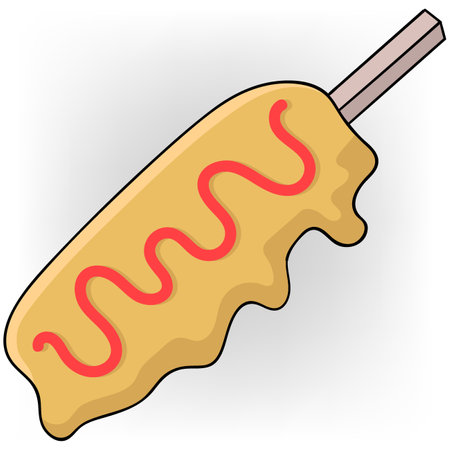 cartoon illustration doodle image object icon, corndog foodのイラスト素材