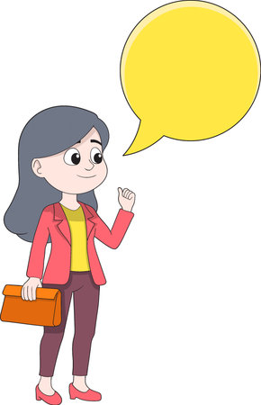 A graceful and elegant woman posing inside a stylish speech bubble, perfect for fashion, business communication, or social media conceptsのイラスト素材