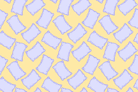 vector illustration soft purple pillow on yellow background repeat seamless pattern doodle cartoon...