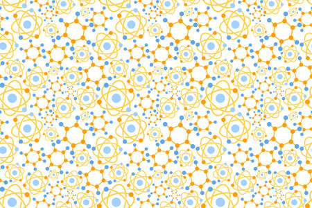 vector illustration atom science chemistry structure repeat seamless pattern doodle cartoon style. Great for fabric packaging wallpaperのイラスト素材