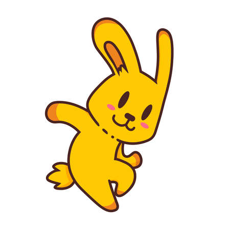 Cute Adorable Happy Yellow Bunny Rabbit Flat Design Isolatedのイラスト素材