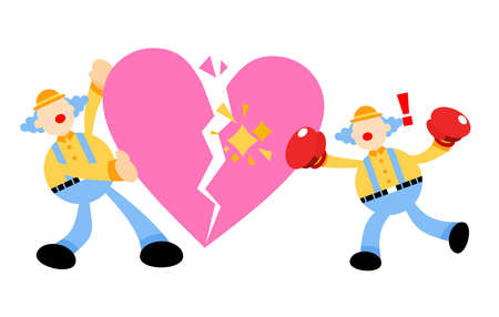 clown stress heart break love cartoon doodle flat design style vector illustrationのイラスト素材
