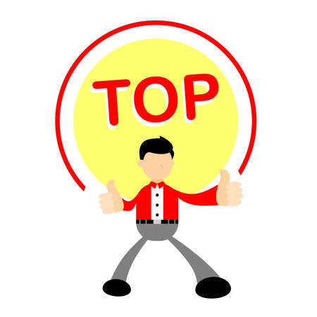 businessman worker thumb up like character cartoon doodle flat design style vector illustrationのイラスト素材