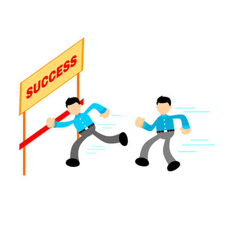businessman worker competition race winner cartoon doodle flat design style vector illustrationのイラスト素材