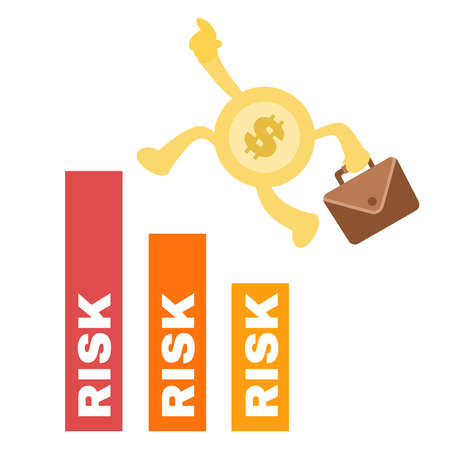 money gold coin dollar economy jump pass the risk line cartoon doodle flat design style vector...