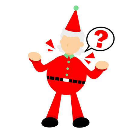 christmas red santa claus confuse ask sign cartoon doodle flat design style vector illustrationのイラスト素材