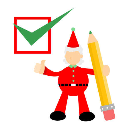 christmas red santa claus cheklist cartoon doodle flat design style vector illustrationのイラスト素材
