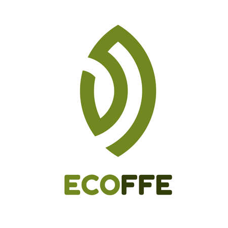 eco coffee bean green leaf nature monogram logo concept design illustrationのイラスト素材