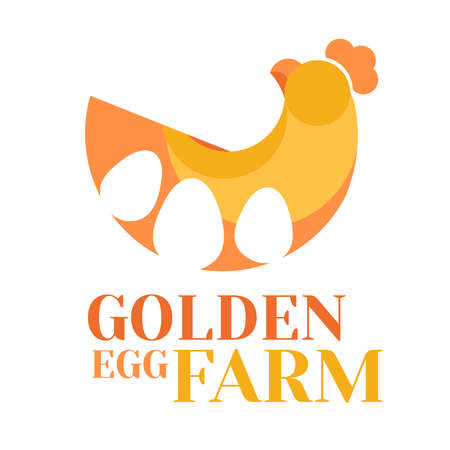 golden egg chicken farm food logo concept design illustrationのイラスト素材