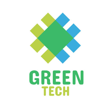 blue green square eco chip tech logo concept design illustrationのイラスト素材