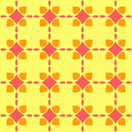 vector illustration vintage floral interior seamless flat design red yellow light sunny orange...