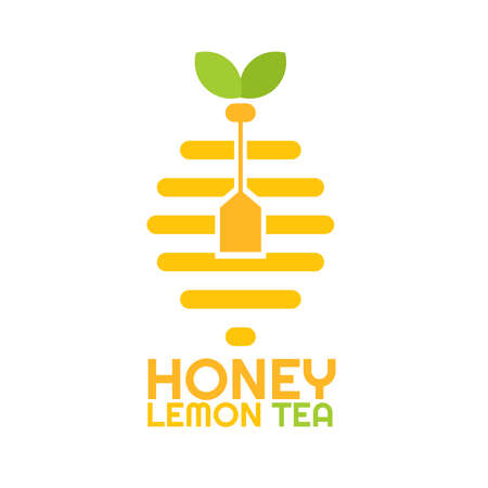 Yellow Honey Lemon fruit Tea drink logo concept design illustrationのイラスト素材