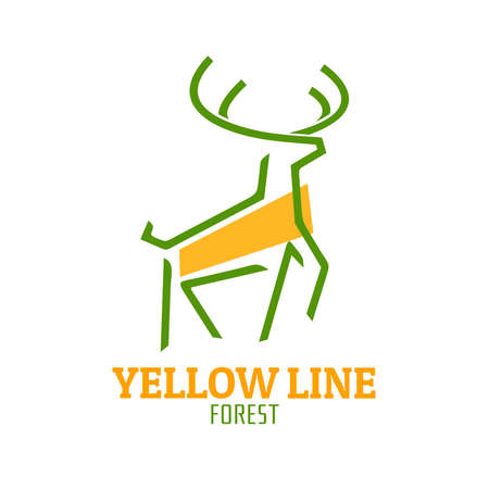 Deer animal Mascot Forest Yellow Line park abstract concept design illustrationのイラスト素材