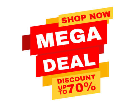 Mega Deal Special Sale Promotion Tag Banner Illustration. Red Yellow Vector Element for shop retailのイラスト素材