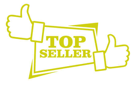 top seller thumb yellow tag design vectorのイラスト素材