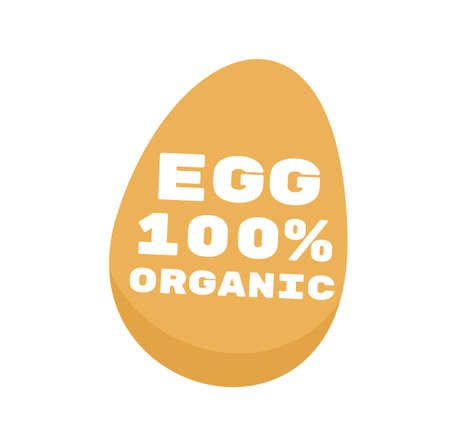 brown cream egg organic product food tag sticker label design vector illustrationのイラスト素材